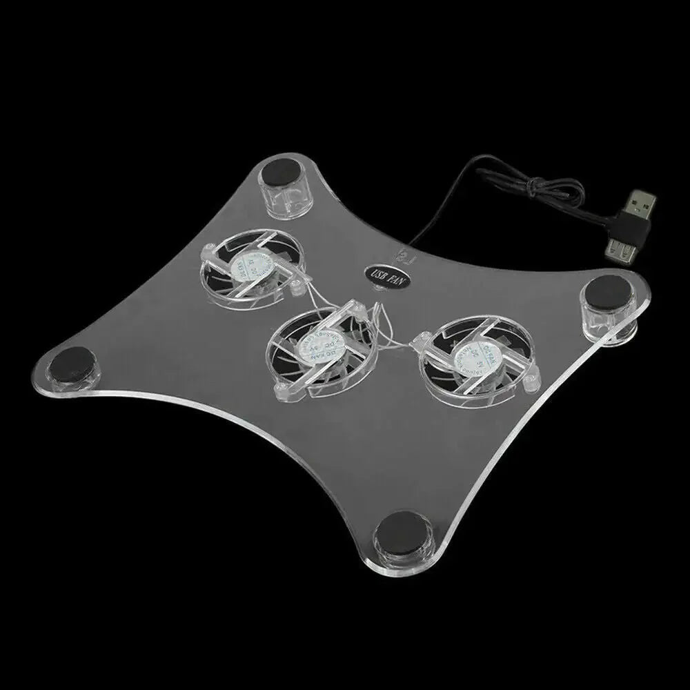 3 Fans USB Cooler Cooling Pad Stand LED Light Radiator For Laptop PC Notebook Anti Spier