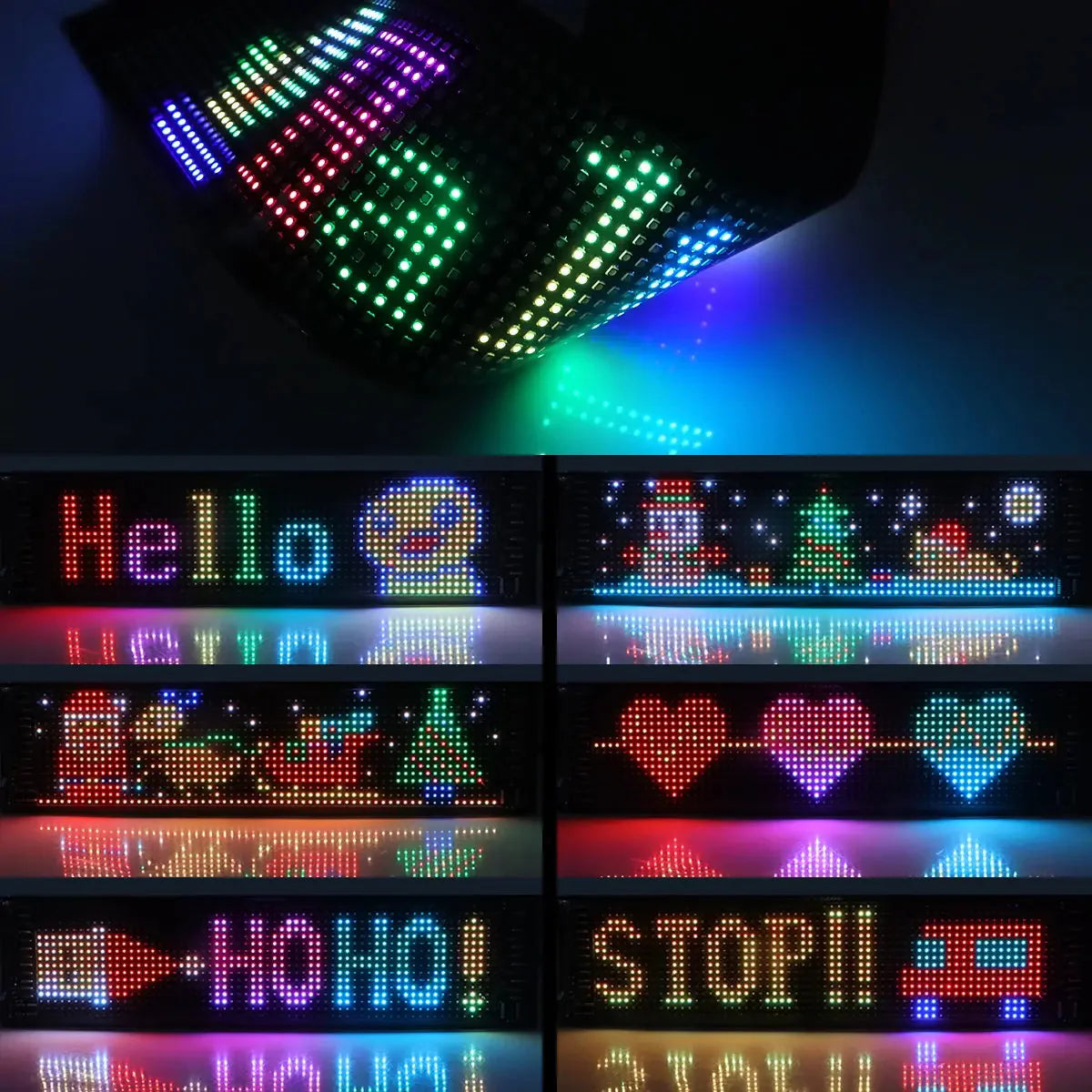 LED Scrolling Sign USB 5V Bluetooth App Control Customizable Car Display Anti Spier