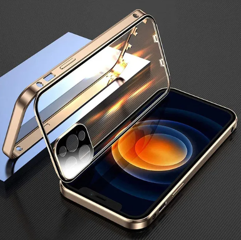 Double Sided Glass Snap Lock Case For iPhones Anti Spier