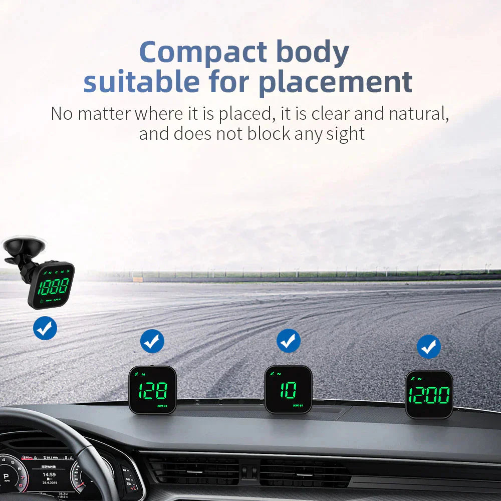 Digital Car HUD GPS Speedometer Head Up Display MPH KMH Compass Overspeed Alarm Anti Spier