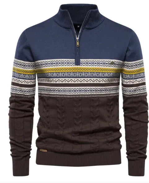Men's Stand-up Collar Half-Zip Sweater Anti Spier