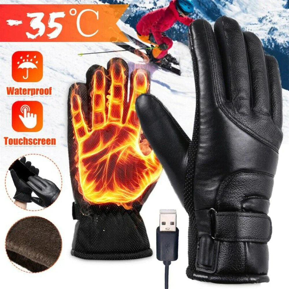 Electric USB Heated Gloves Winter Warming Thermal Ski Snow Hand Warm Windproof Anti Spier