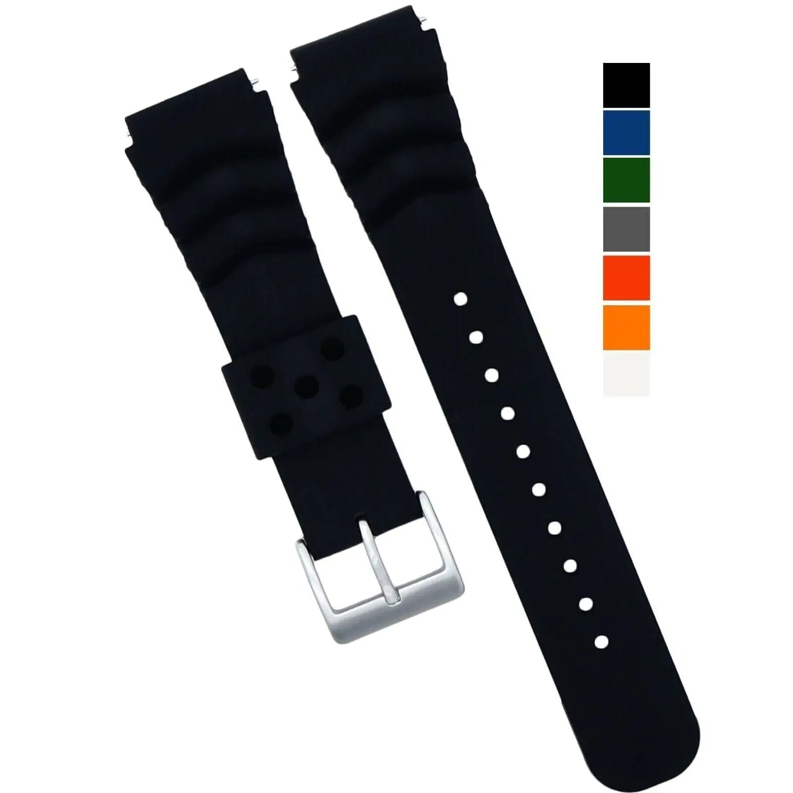 18mm 20mm 22mm Soft Silicone Watch Band Divers Replacement Strap Quick Release - Anti Spier 