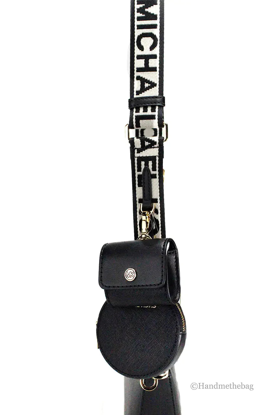 Michael Kors Jet Set Black Leather Tech Crossbody Bag Anti Spier