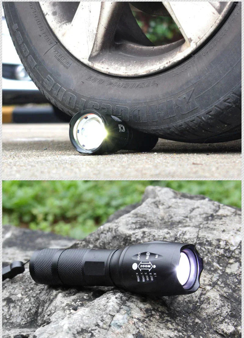 Super-Bright 90000LM LED Tactical Flashlight 5 Modes Zoomable Torch Searchlight Anti Spier