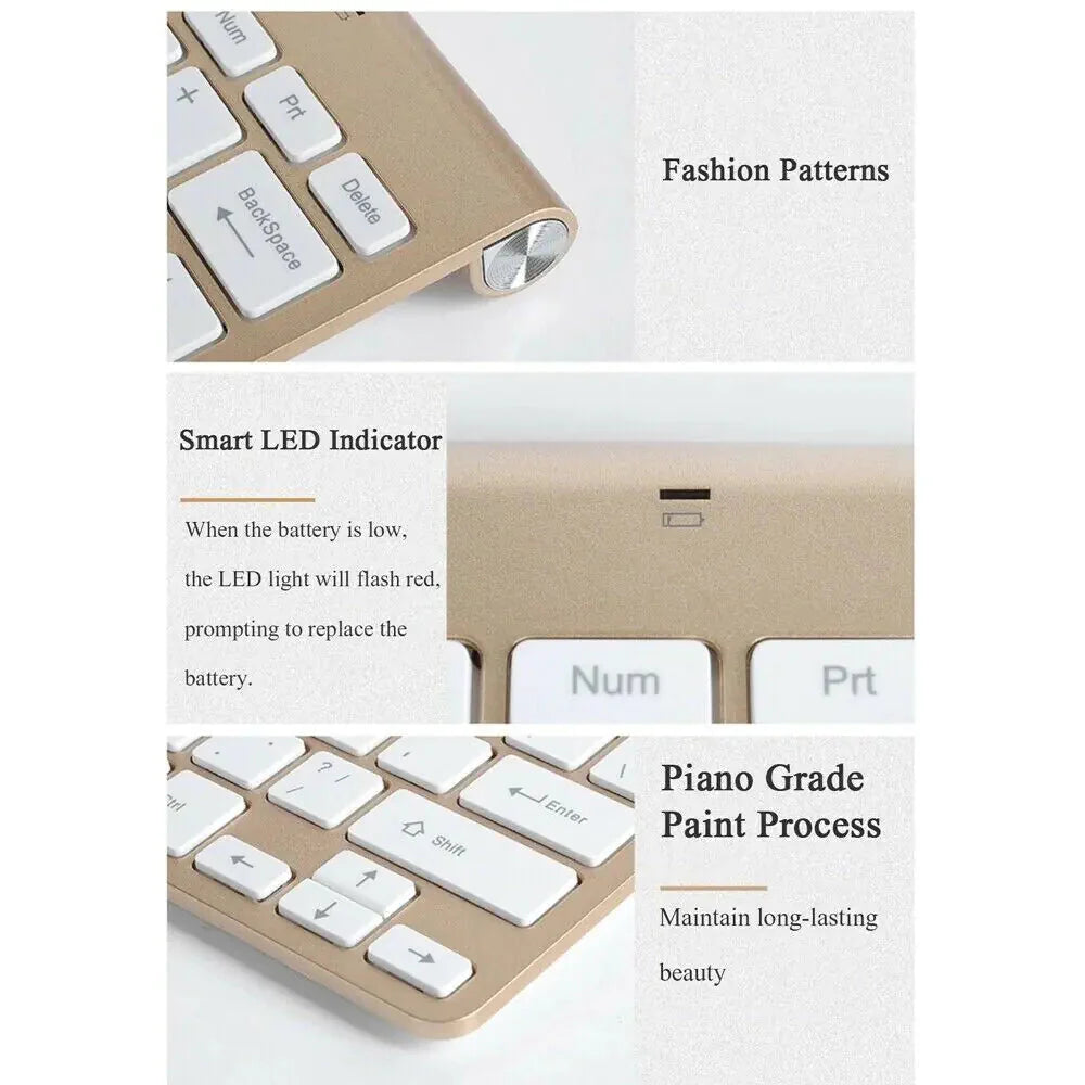 Mini Wireless Keyboard And Mouse Set Waterproof 2.4G For Mac Apple PC Computer Anti Spier