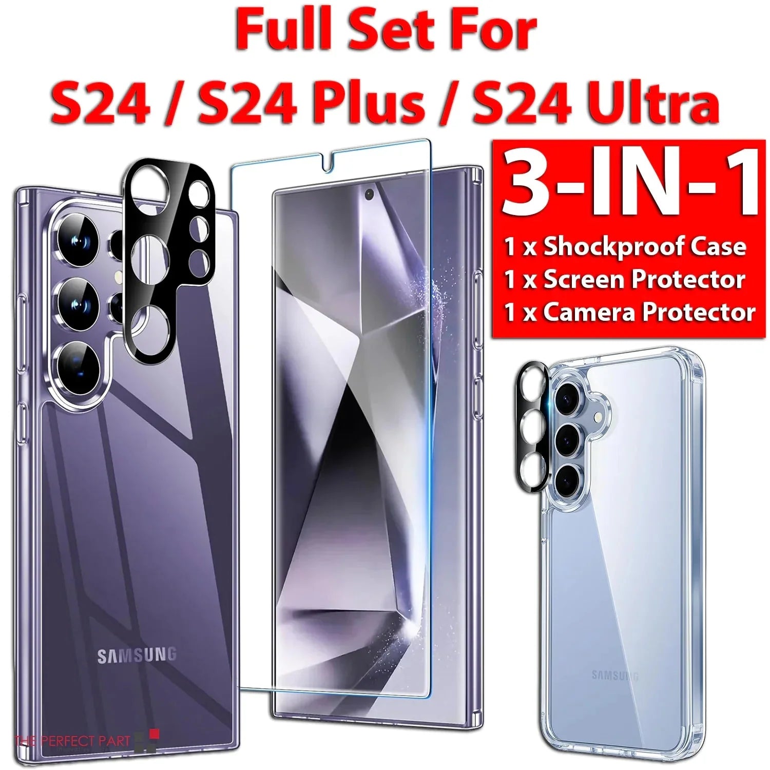 For Samsung Galaxy S24 Ultra Plus Shockproof Case & Screen Protector & Camera US Anti Spier