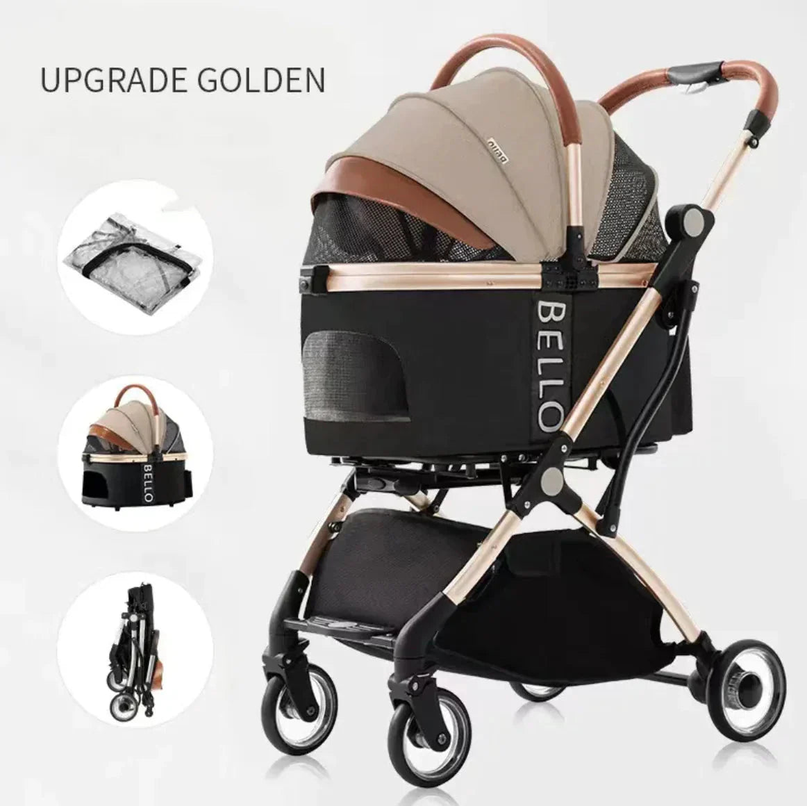Foldable Four-Wheel Pet Stroller Anti Spier