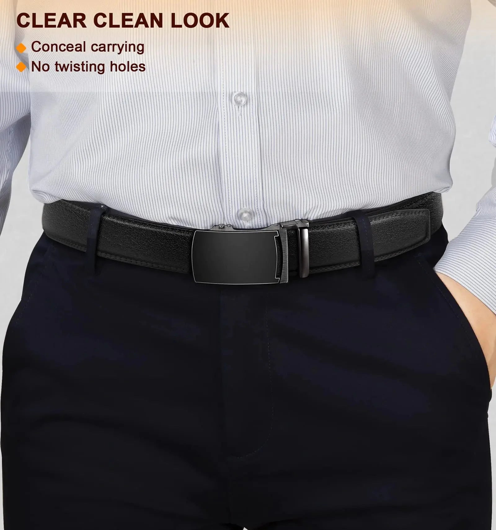 BULLIANT Men's Belt,Slide Ratchet Belt For Gift Men Dress Pant Shirt Oxfords,Trim To Fit Black847 44"-52"Waist Adjustable Anti Spier