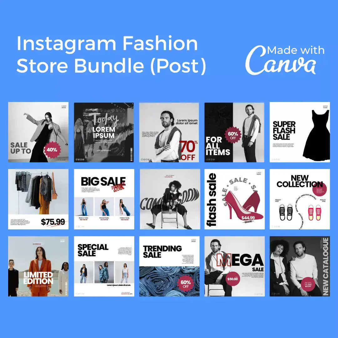 Downloadable Instagram Fashion Store 100 Pages Bundle Anti Spier