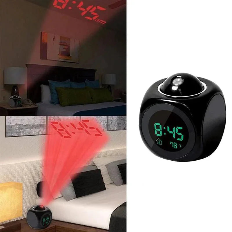 LED Projection Alarm Clock Digital LCD Display Voice Talking Weather Snooze USB Anti Spier