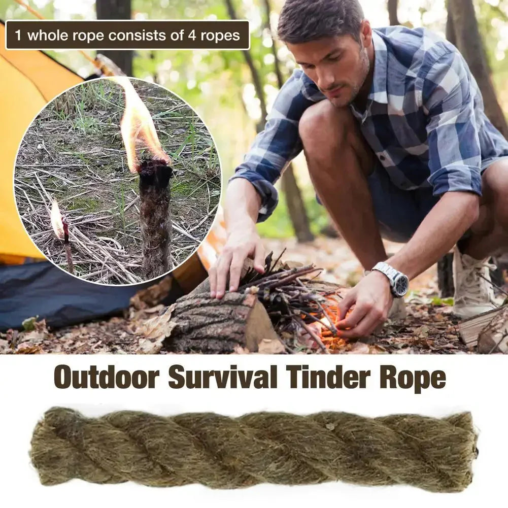 Tinder Rope Survival Fire Starter Waterproof Wax Rope For Hiking Anti Spier