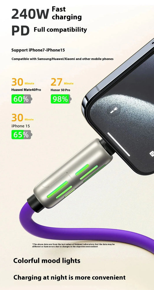 Colorful Four-In-One Fast Charge Cord Anti Spier