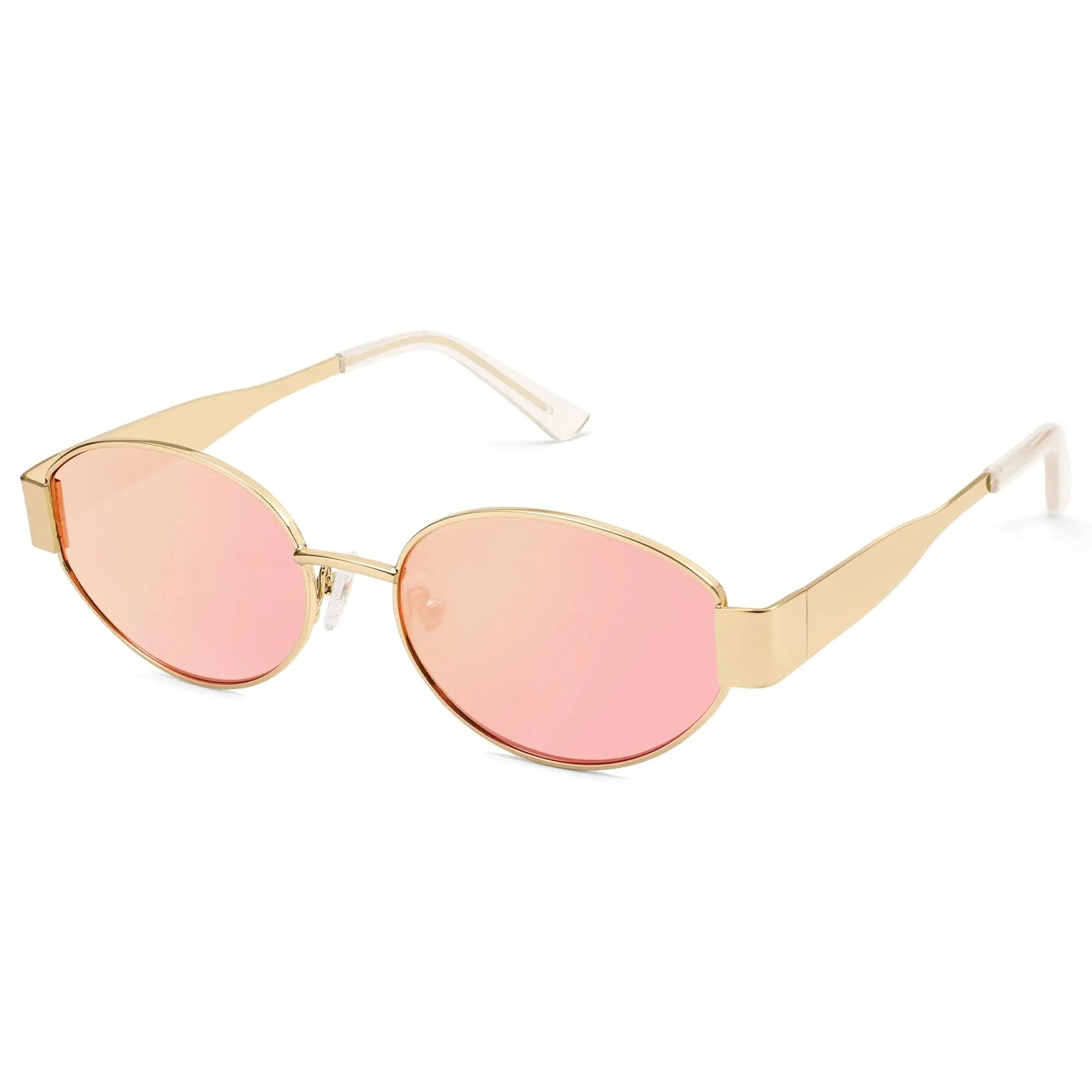 SOJOS Retro Oval Sunglasses for Women Men Trendy Sun Glasses Classic Shades UV400 Protection SJ1217 Gold/Grey Anti Spier