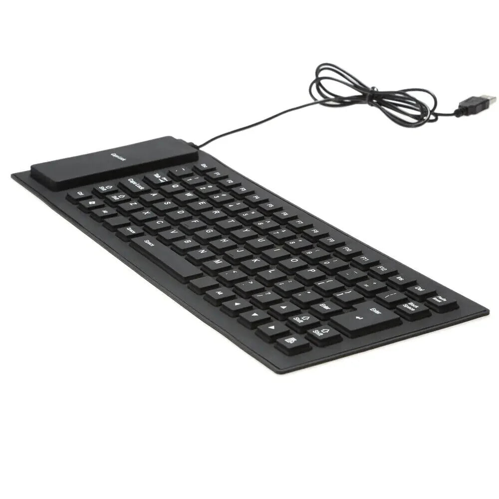 Waterproof Silicone Keyboard Foldable Flexible USB Dustproof DirtProof Full Size Anti Spier
