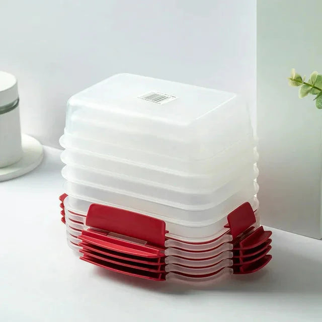 5 Pack Stackable Food Storage Containers Airtight & Leakproof Set Snap Lock Lids Anti Spier