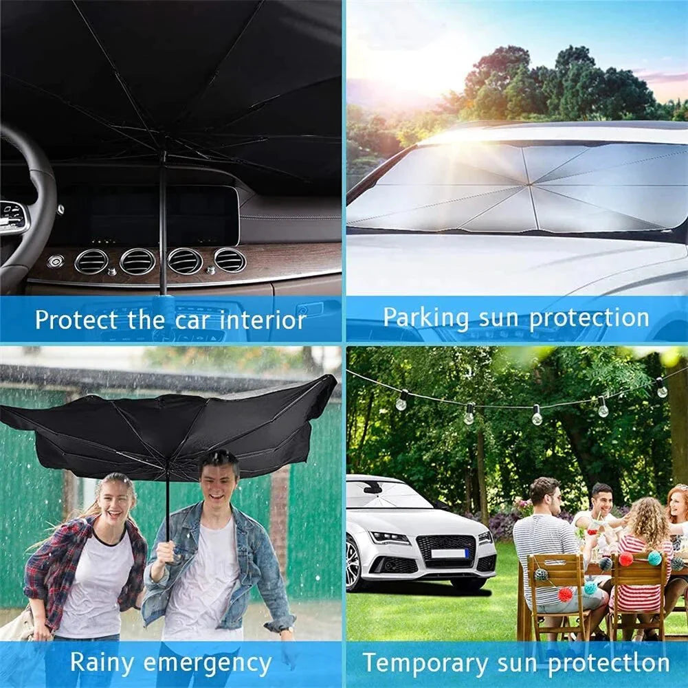57" Car Windshield Sun Shade Foldable Umbrella Front Window Cover Visor Umbrella Anti Spier