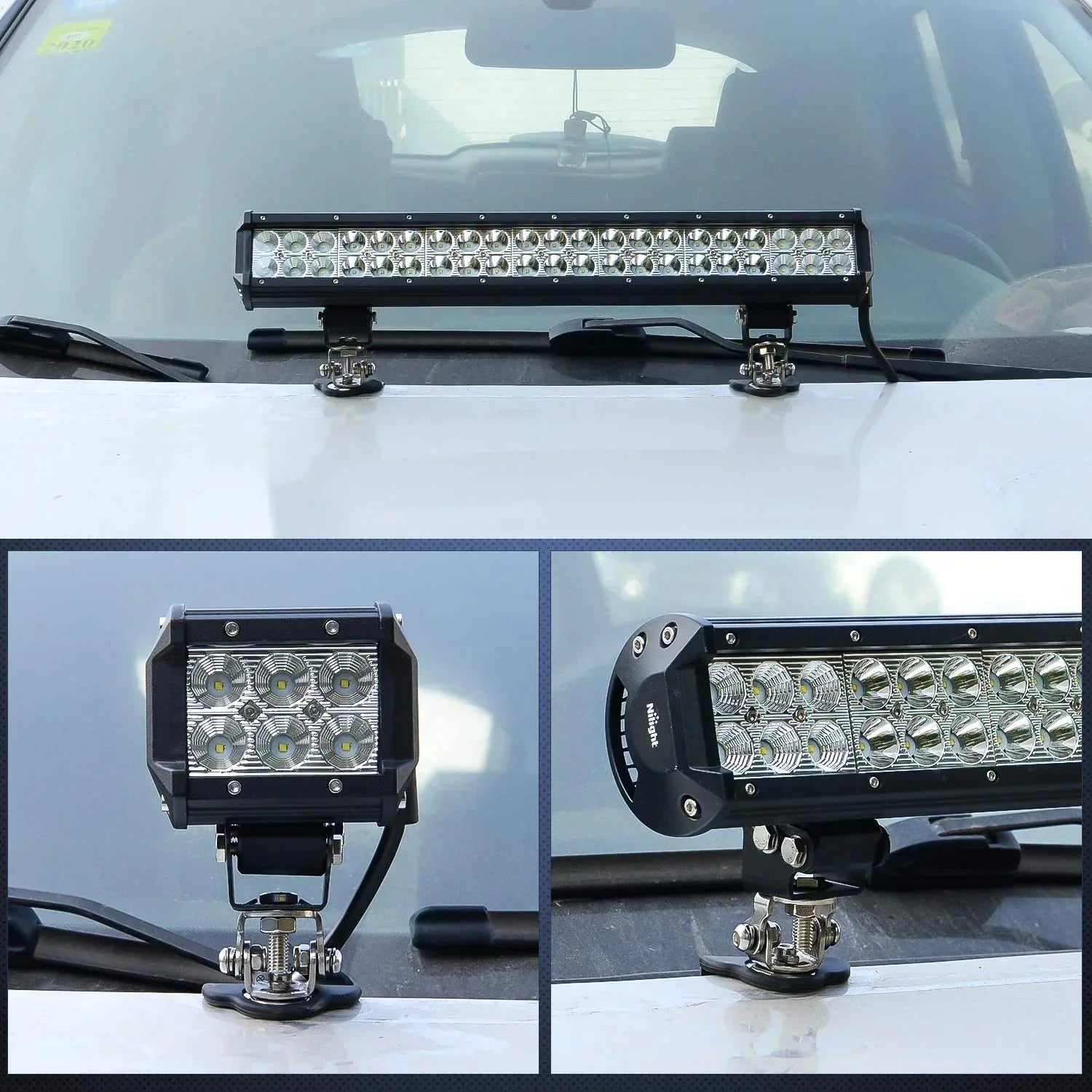 2PCS Pillar Hood Led Work Light Bar Mount Bracket Clamp Holder Offroad Universal Anti Spier