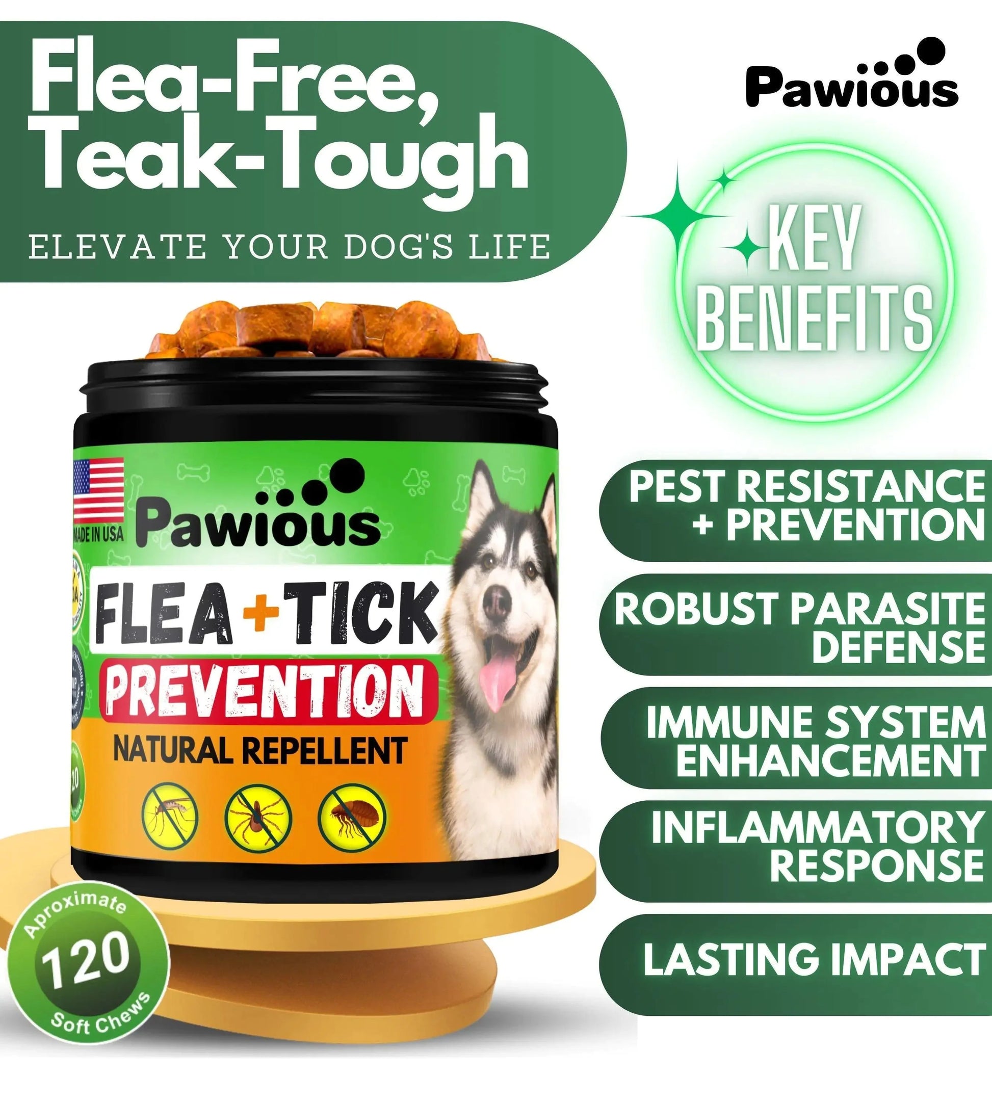 Parasites Prevention for Dogs Chewables Natural Dog Insects Control 120 Tablets Anti Spier