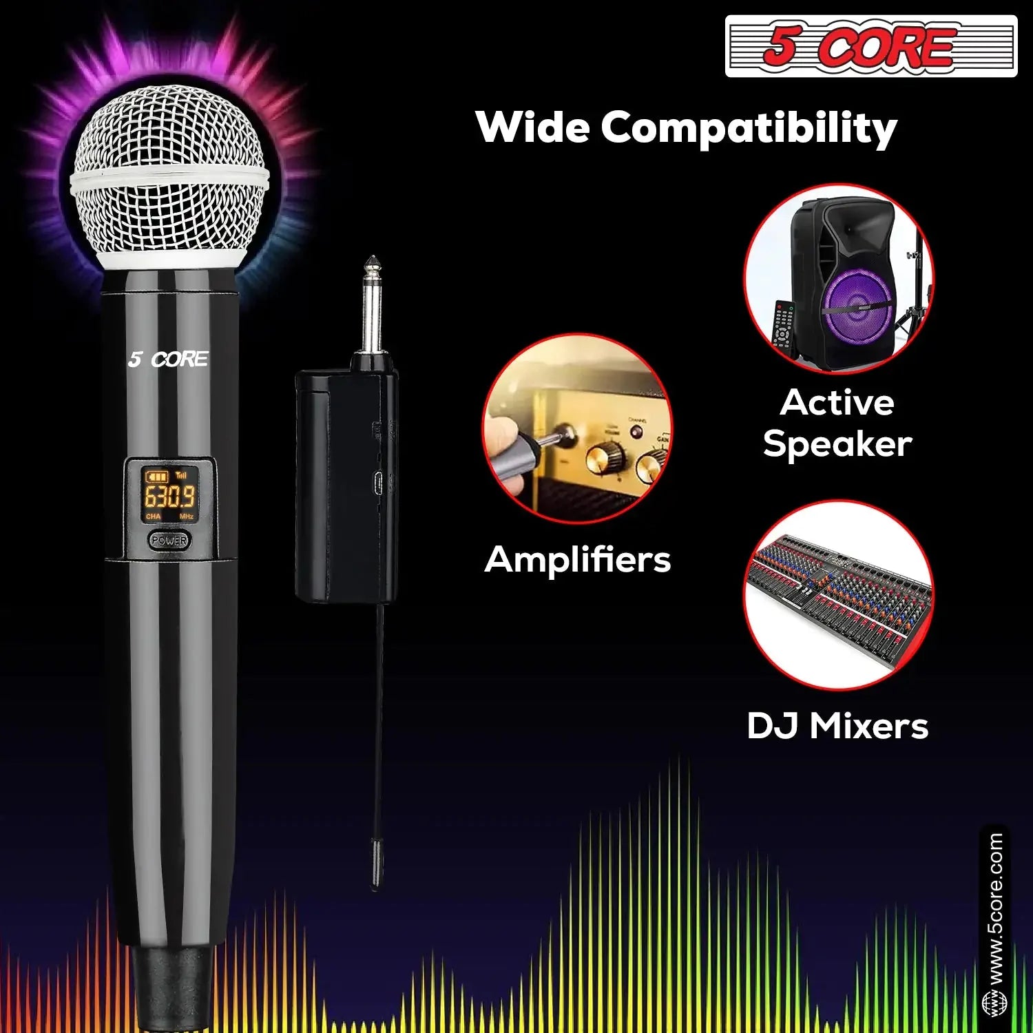 5Core Wireless Microphones VHF Microfonos Inalambricos Professional Handheld Cordless Mic Anti Spier