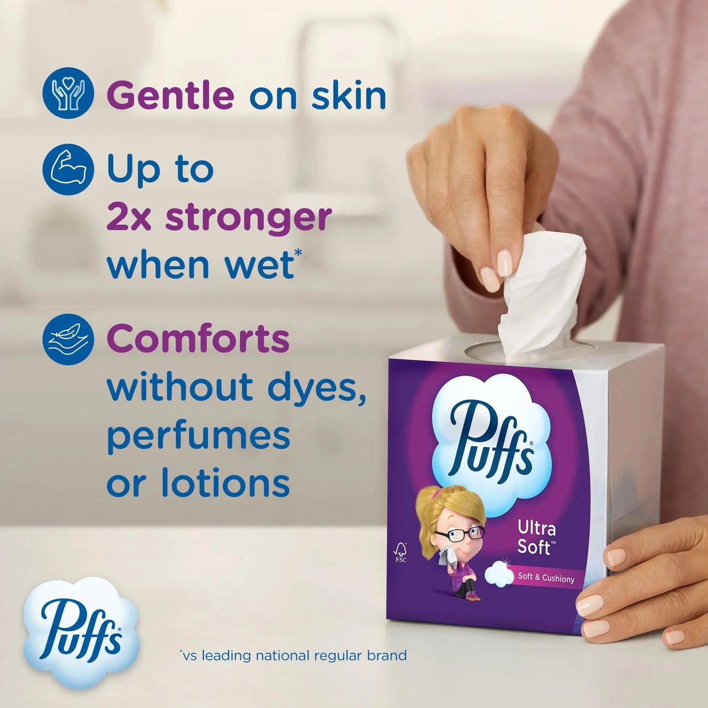 Puffs Ultra Soft Non-Lotion Facial Tissue, 8 Family Boxes, 124 Facial Tissues per Box 124 Count (Pack of 8) Anti Spier