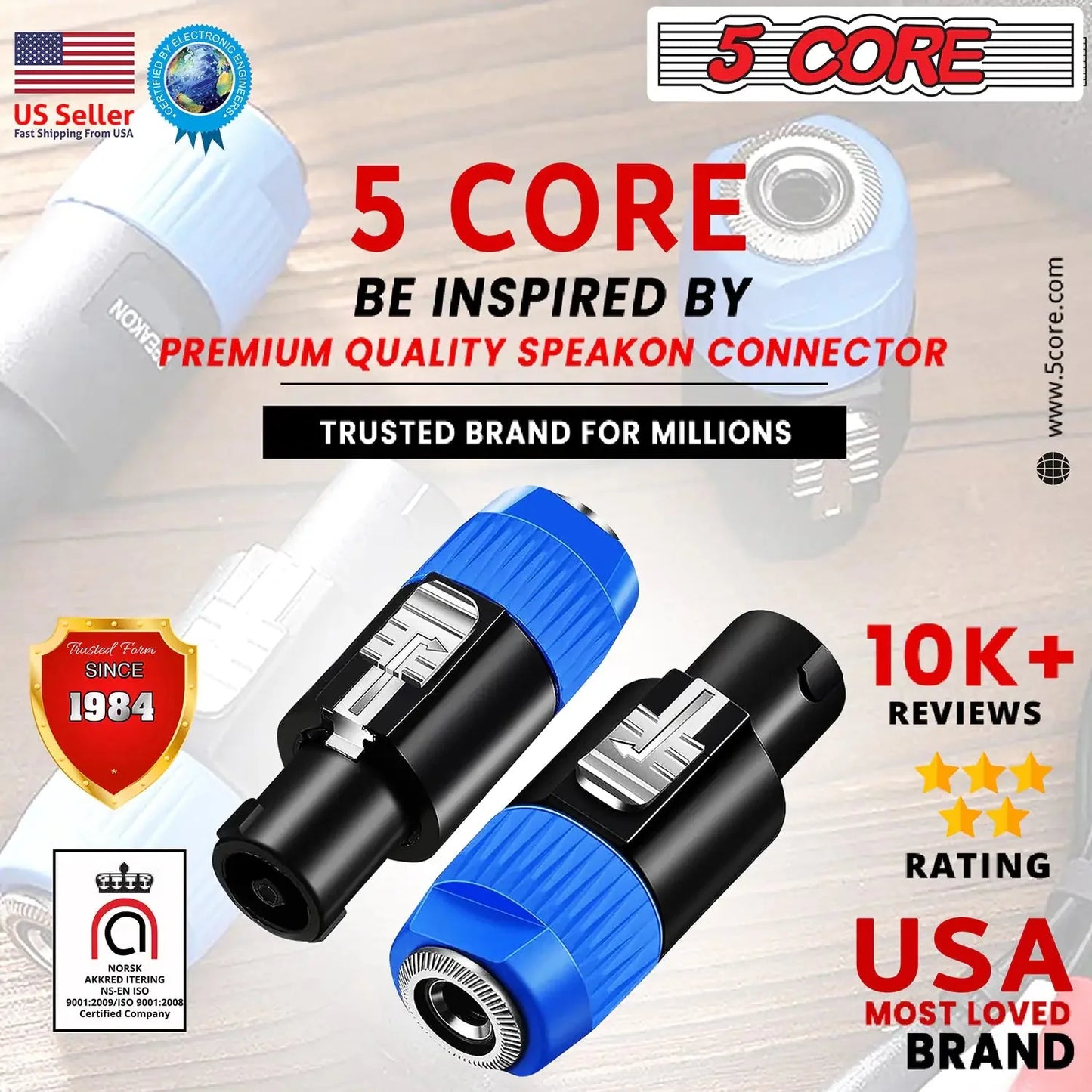 5 Core Speakon Adapter High Quality Audio Jack Male Audio Pin Speaker Adapter Connector Anti Spier