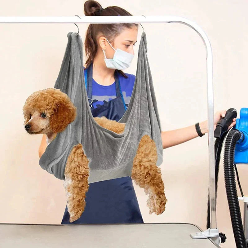 Portable Pet Dog Cat Grooming Hanging Hammock Harness Breathable Groom Helper US Anti Spier