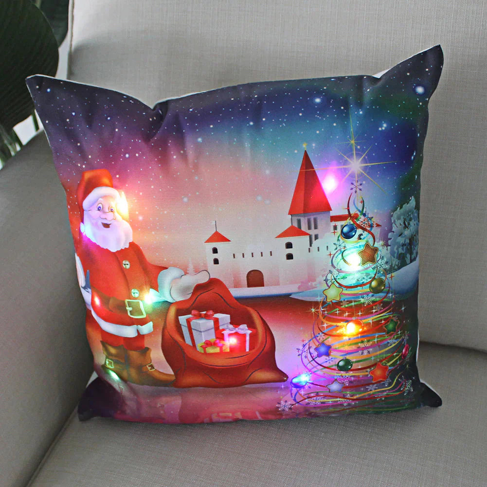 Super Soft Plush Christmas LED Lantern Pillowcase Anti Spier
