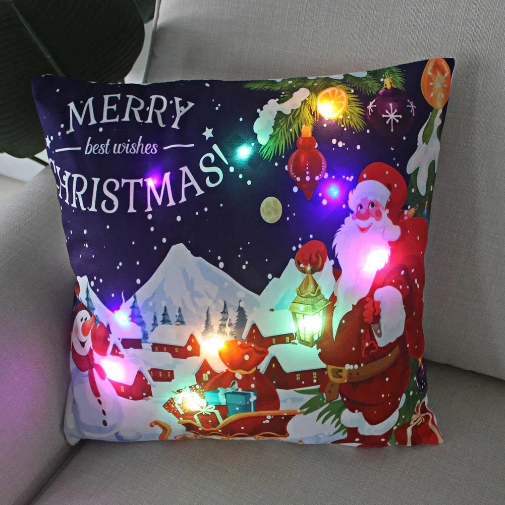 Super Soft Plush Christmas LED Lantern Pillowcase Anti Spier