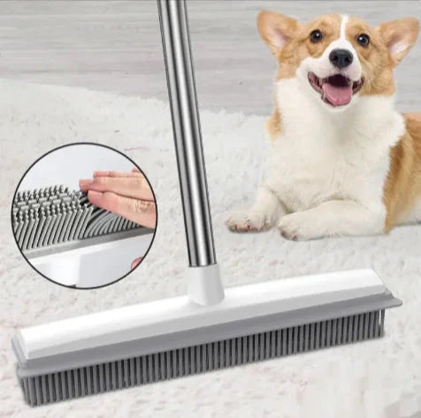 Pet Hair Remover Rubber Broom with Carpet Rake Anti Spier