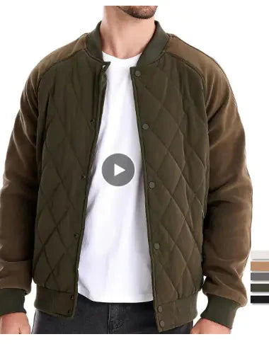 Mens Patchwork Thick Fleece Lined Jacket Anti Spier
