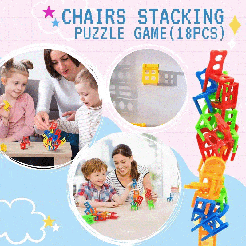 Chairs Stacking Puzzle Game (Set of 18) Anti Spier