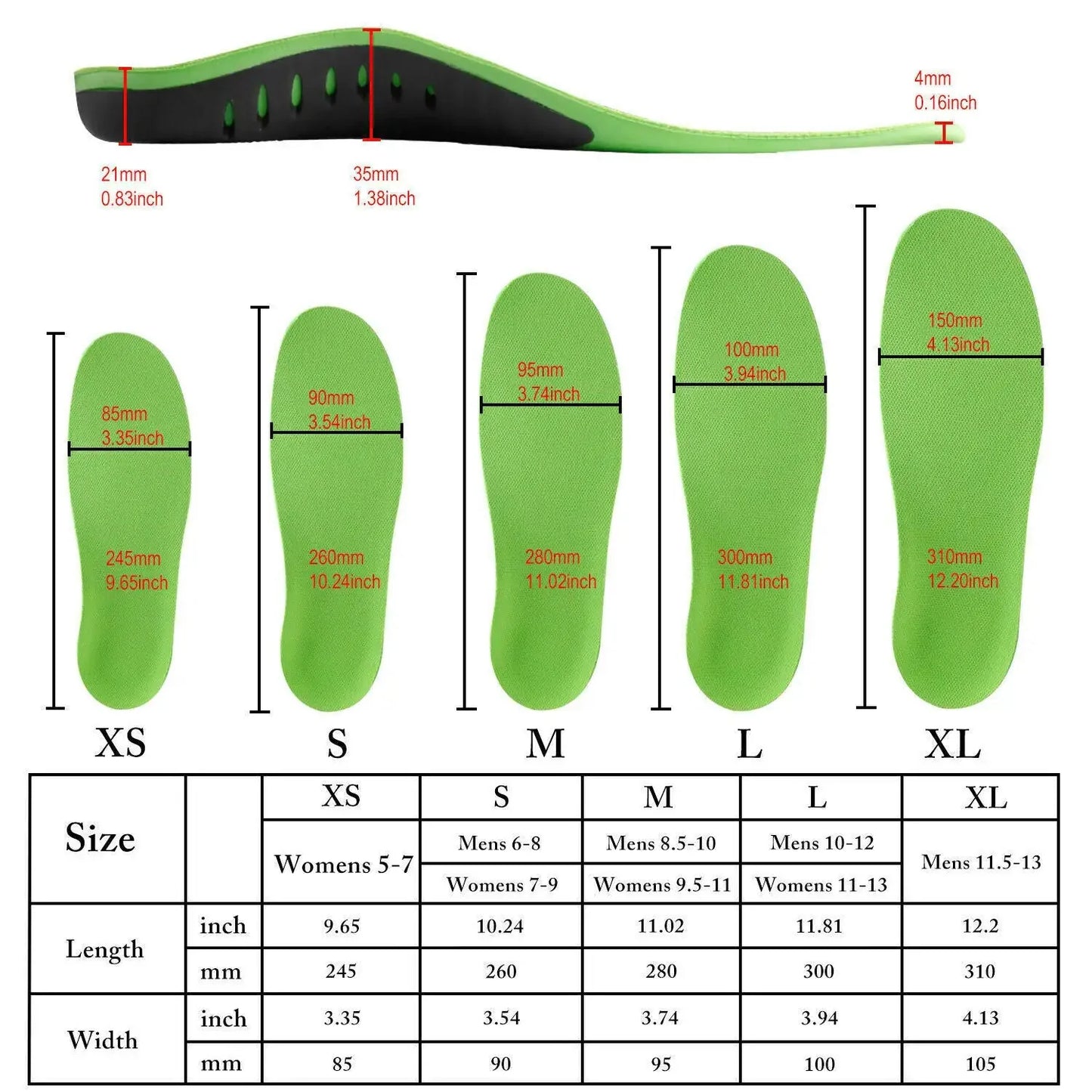Orthotic Shoe Insoles Inserts Flat Feet High Arch Support For Plantar Fasciitis Anti Spier