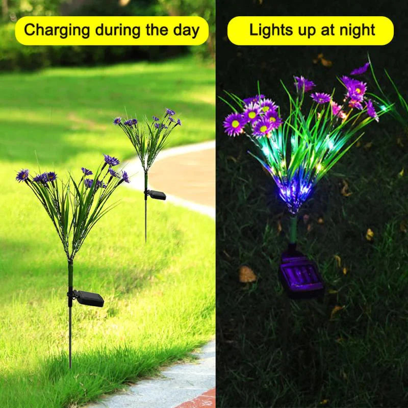 Solar Garden Lights LED Flower Stake Lamp Outdoor Yard Waterproof Patio Decor Anti Spier