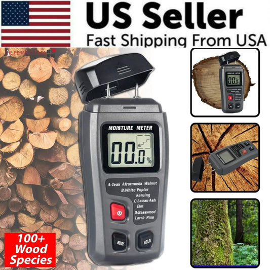 Digital LCD Wood Moisture Meter Detector Tester Wood Firewood Paper Cardboard Anti Spier