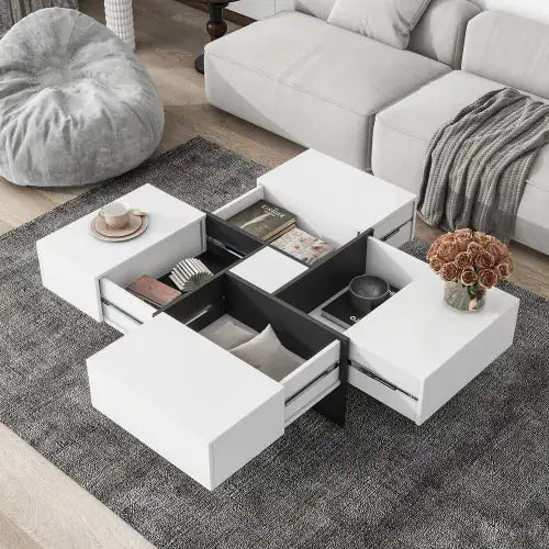 Unique Design Coffee Table With 4 Hidden Storage Compartments Anti Spier