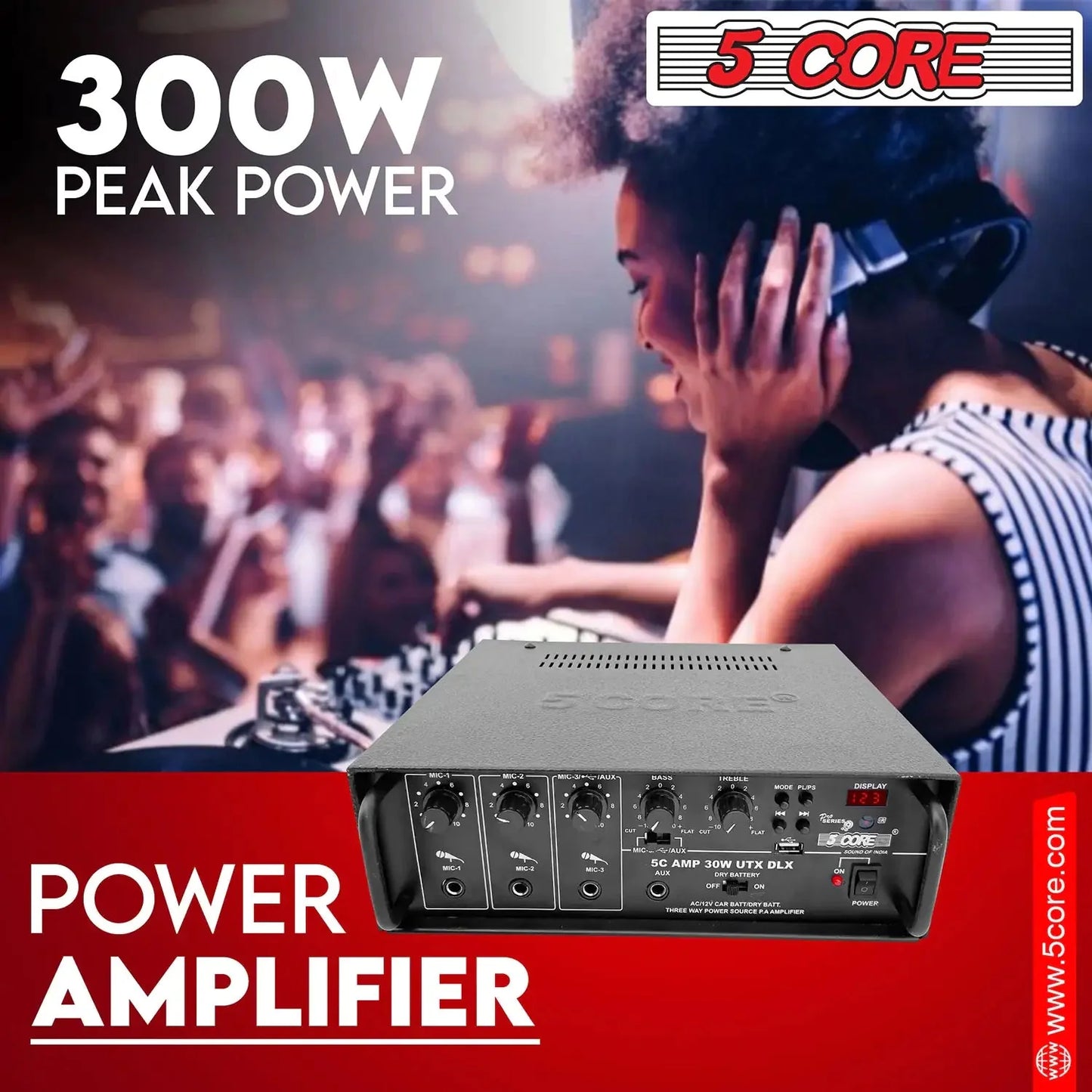 5Core Amplifier Home Audio Stereo Receiver PA Speaker Microphone Surround Sound Amp Anti Spier