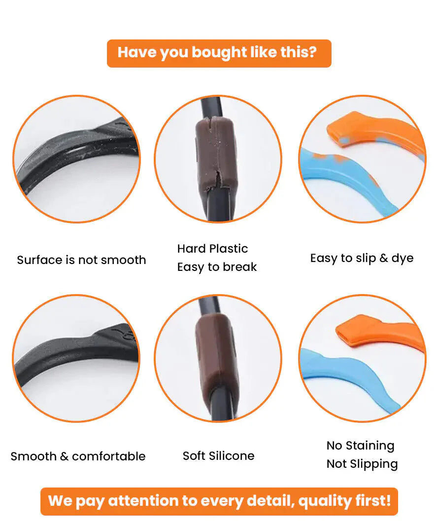 4 Pair Anti Slip Glasses Ear Hooks Tip Anti Spier