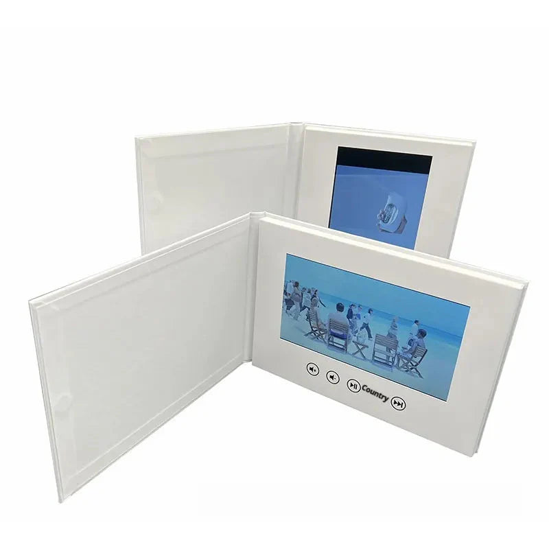7-inch White Hardcover Video Brochure Card Anti Spier