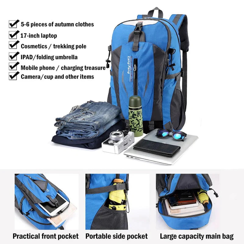 40L Men Women Travel Backpack Rucksack Camping Laptop Hiking School Book Bag USA Anti Spier