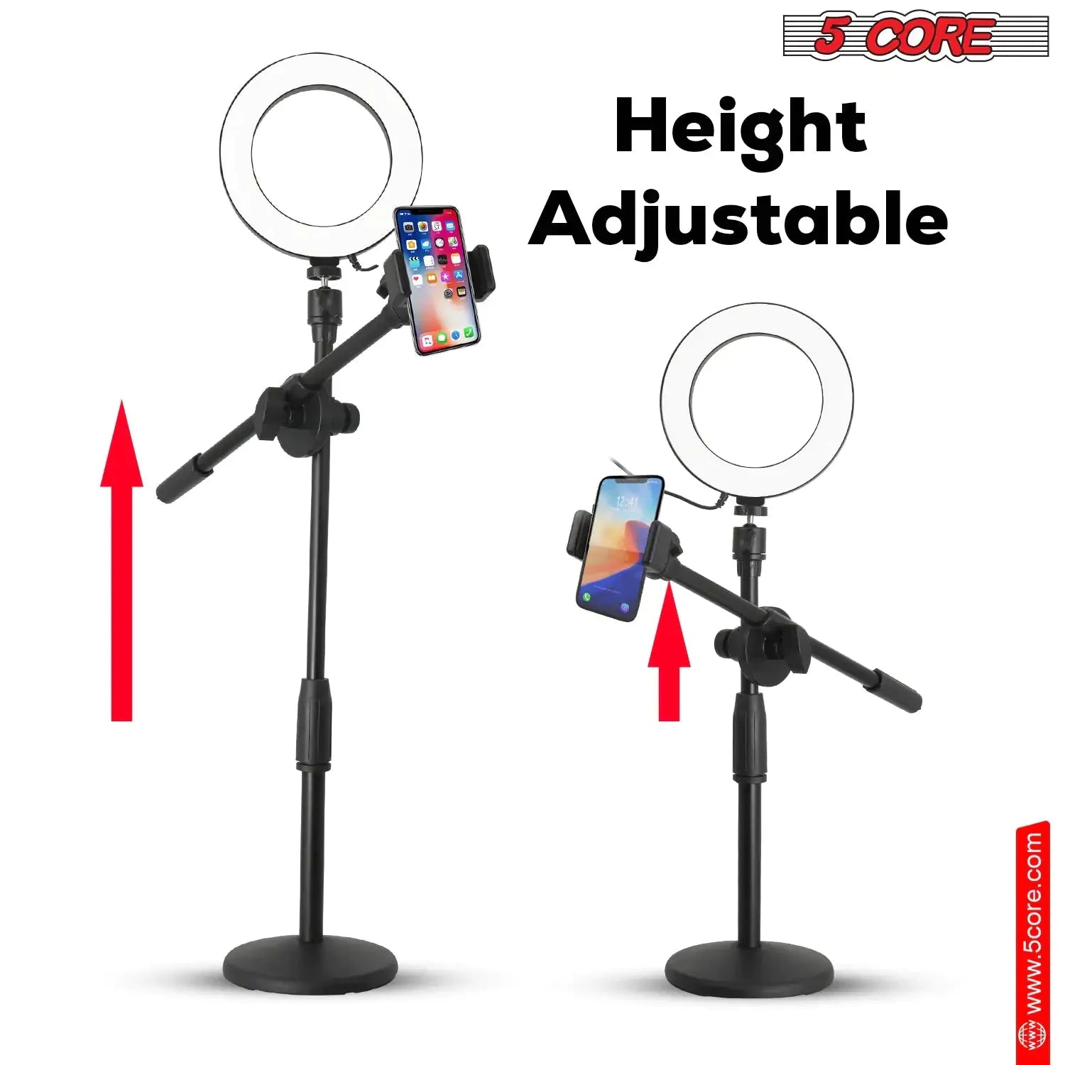 6 inch Ring Light with Cell Phone Stand Adjustable Ring light Angle  LED Circle Light w Phone Holder Anti Spier