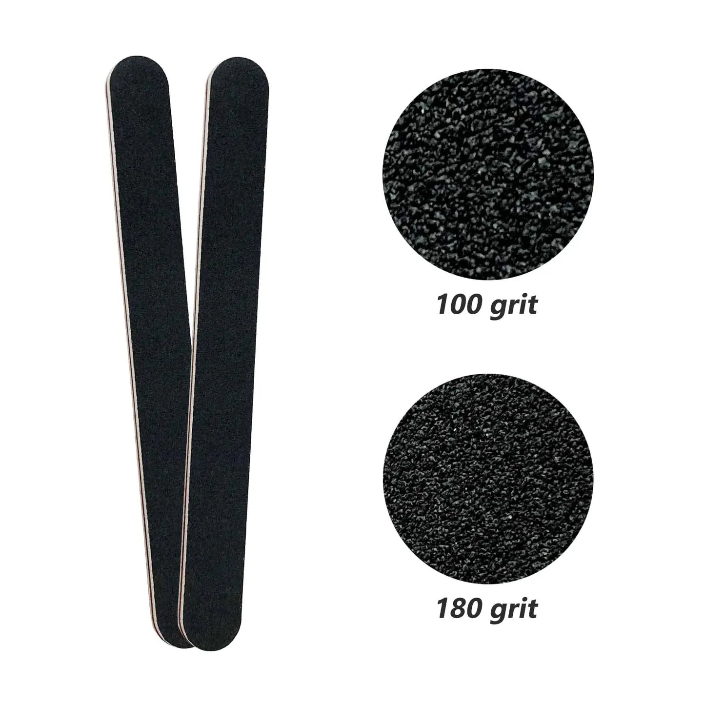 20 Pack 100/180 Grit Nail Files, Black Professional Reusable Emery Boards Manicure Tool for Acrylic Nails, Nail Buffering Files Anti Spier