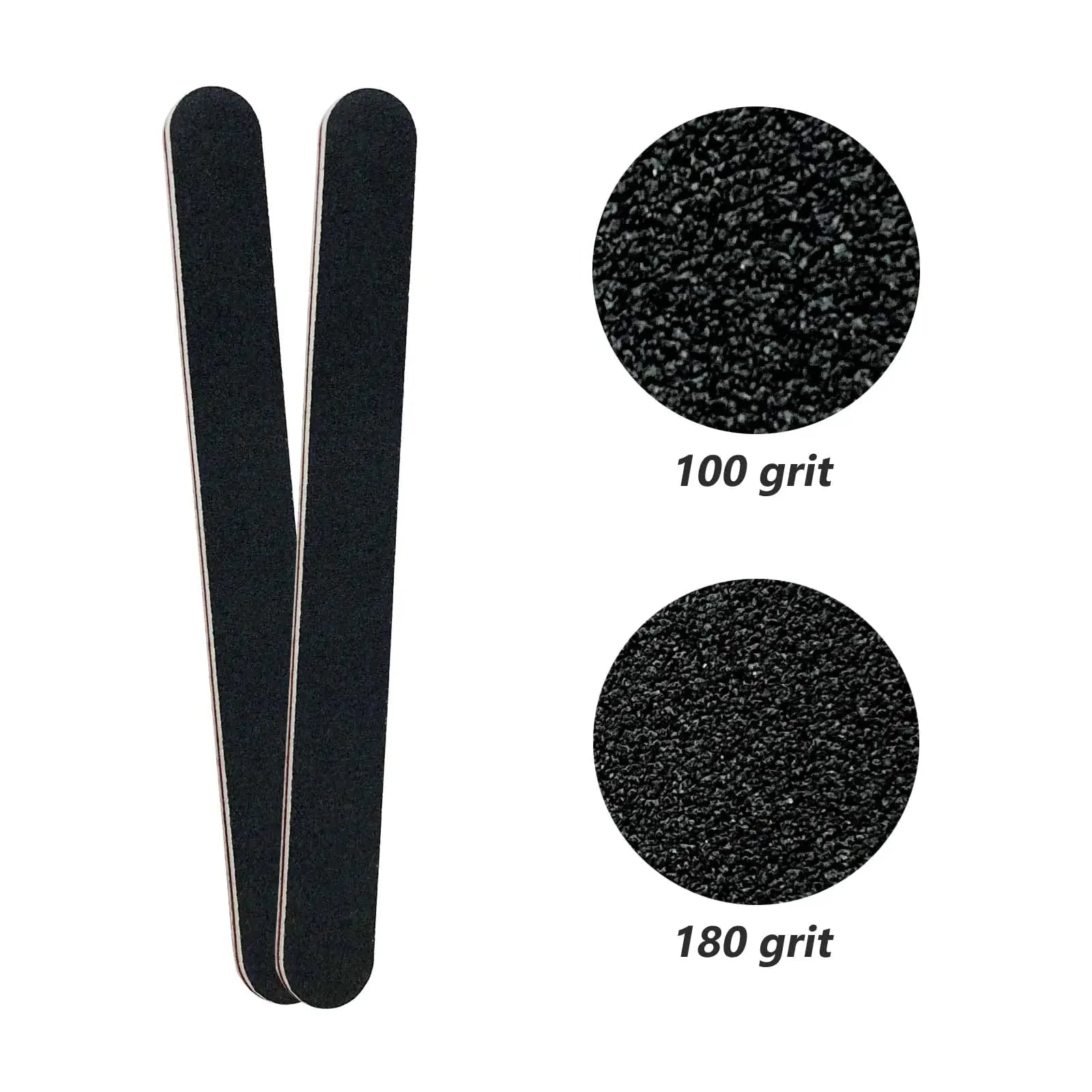 20 Pack 100/180 Grit Nail Files, Black Professional Reusable Emery Boards Manicure Tool for Acrylic Nails, Nail Buffering Files Anti Spier