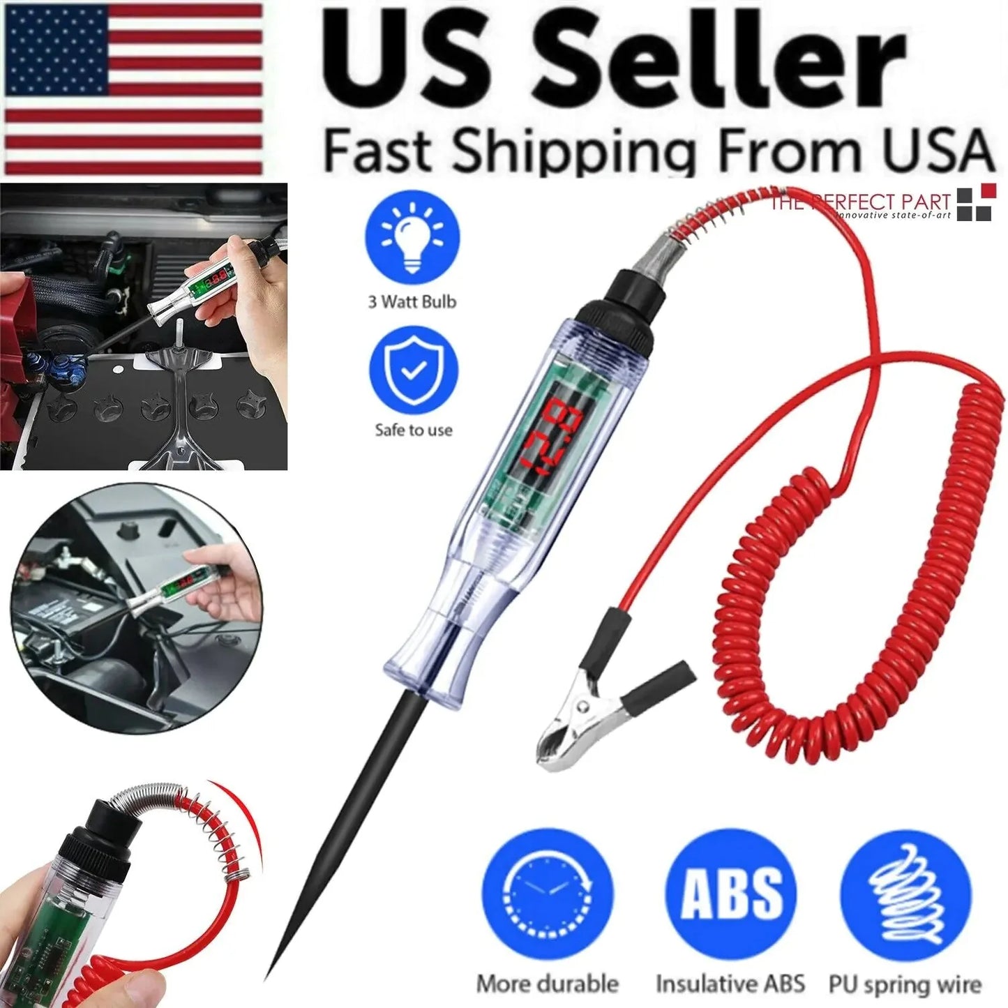 Digital Electric Voltage Circuit Tester Automotive Test Light Car Truck 6-24V US Anti Spier