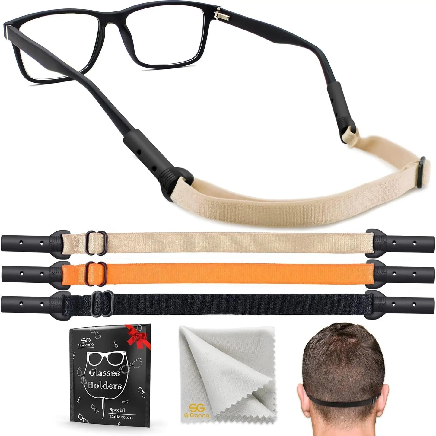 Glasses Strap Holder 3 Pcs Adjustable Eyeglasses Lanyards No Tail M 13.5 inch Anti Spier
