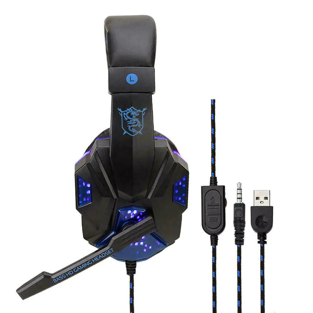 3.5mm Gaming Headset Mic LED Headphones Stereo Bass Surround For PC PS4 Xbox One Anti Spier