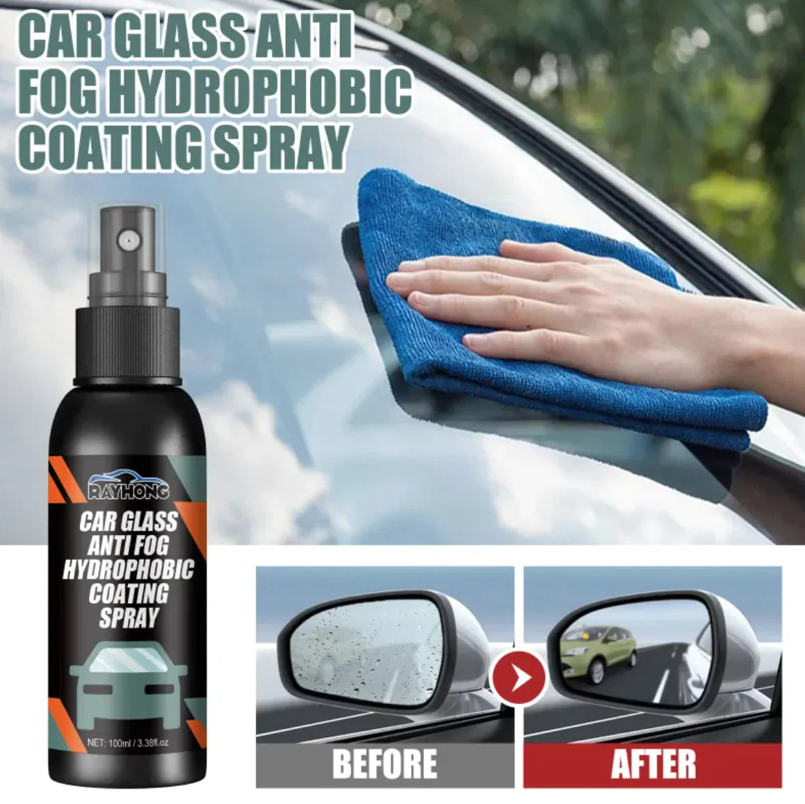 Hydrophobic Windshield Cleaning Spray Anti Spier