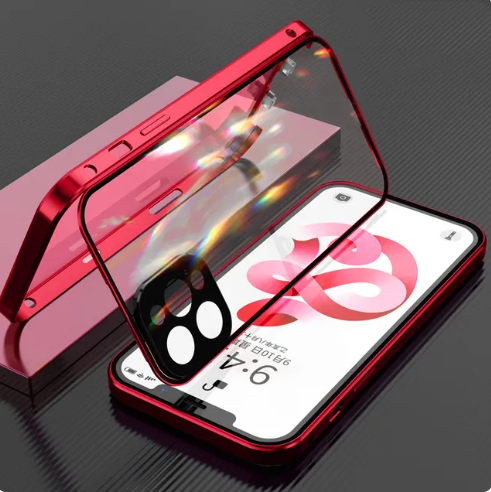 Double Sided Glass Snap Lock Case For iPhones Anti Spier