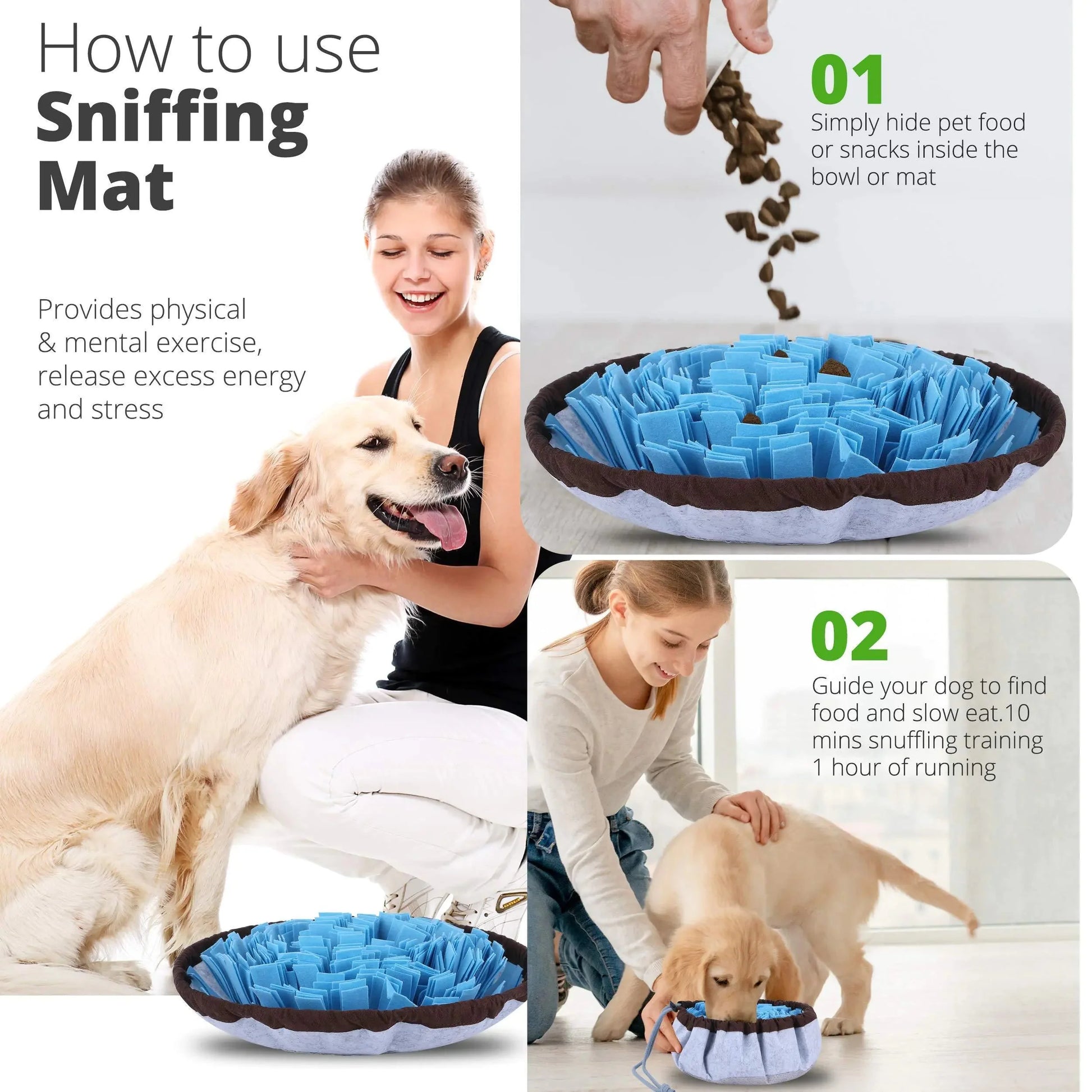 Adjustable Snuffle Foraging Mat Dog Mental Puzzle Interactive Toys Stress Relief Anti Spier