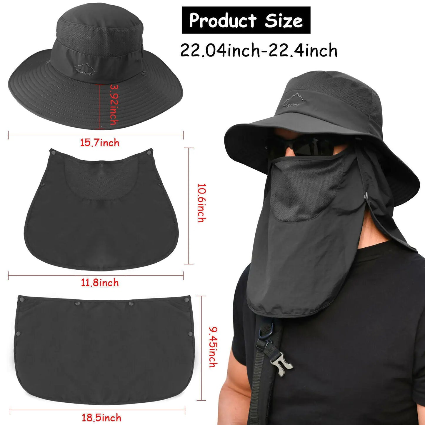 Wide Brim Sun Hat UV Protection Bucket Cap For Hiking Camping Fishing Safari Men - Anti Spier 